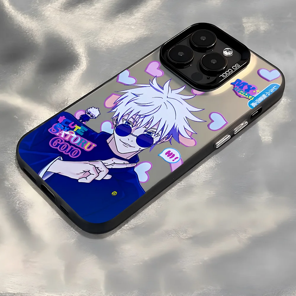 Satoru Gojo Jujutsu Kaisen Anime Phone Case IMD Cor Prata Shell Para IPhone 16 15 14 13 12 Pro Max Plus