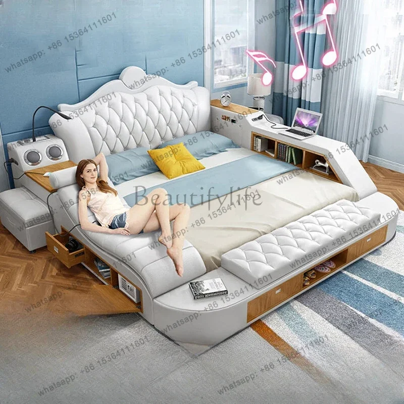 

Роскошная современная двуспальная кровать Queen/King Size с ящиками для хранения, умная кровать-трансформер, мебель для спальни в стиле принцессы