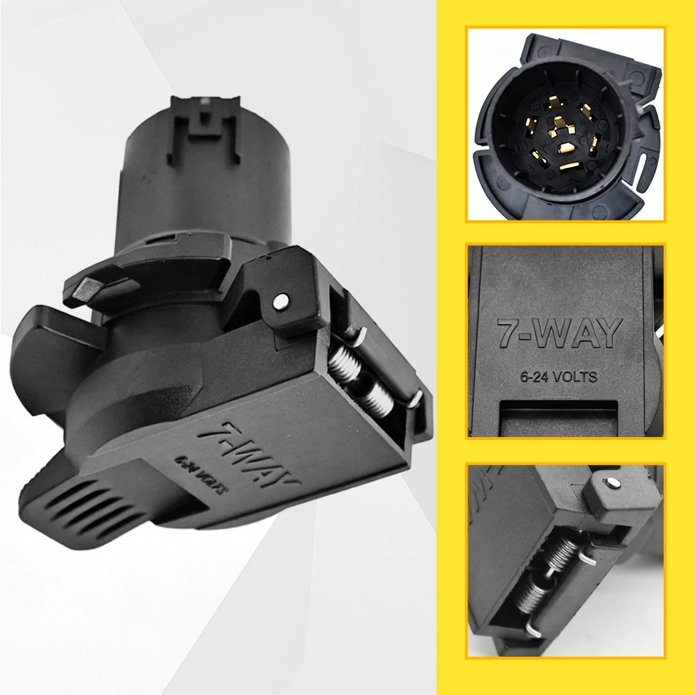 For Trailer Tractor 7 Pin Trailer Socket Adapter 6-24V 7-way RV Motorhome Power Plug Socket Connector Accessory