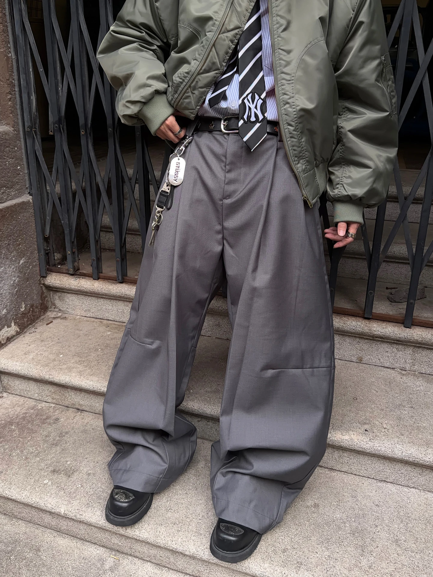 

American Sle Men's Casual Trousers Spring Autumn Loose Wide Leg Commute CleanFit Pleated Knife Casual Pants