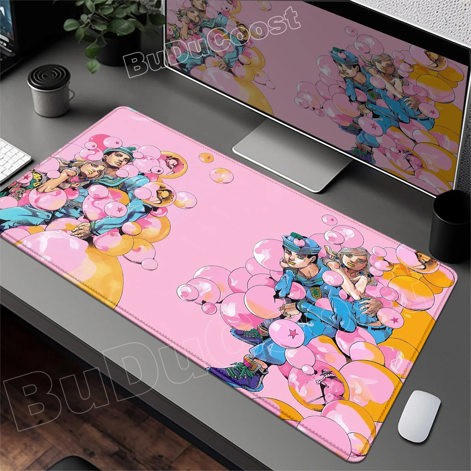 

Funny Anime Jojo Bizarre Adventure Mouse Pad Cabinet Keyboard Accessories Joseph Joestar Laptop Gaming Large Lock Edge Mousepad