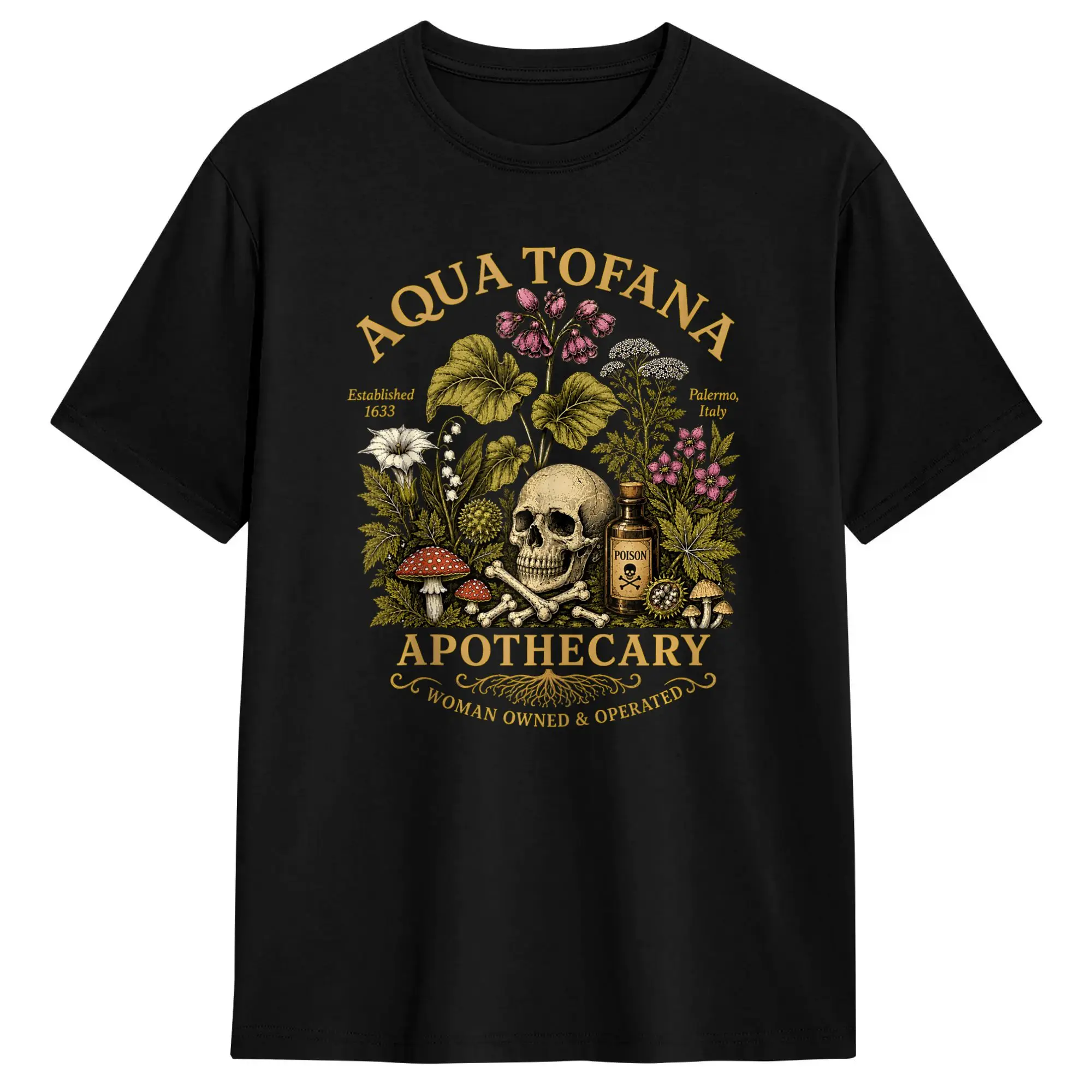 Men's Aqua Tofana Apothecary Botanical Funny T Shirts  Pure Cotton Tops Summer Funny Short Sleeve T-Shirt O Neck Leisure Tshirt