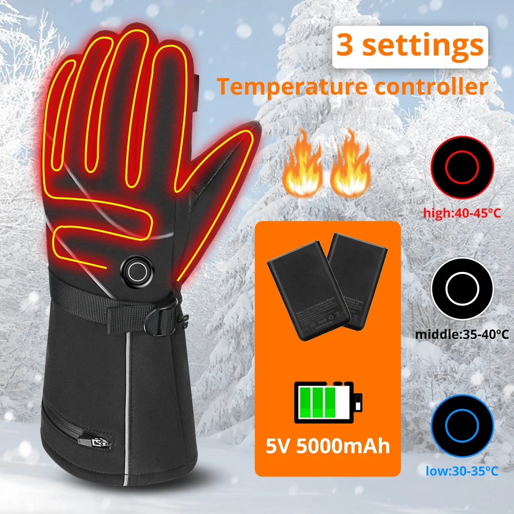 

Motorcycle Gloves Snowboarding Ski Heating Gloves Waterproof Touchscreen Heated Gloves With Rechargeable Battery Hand Warmer