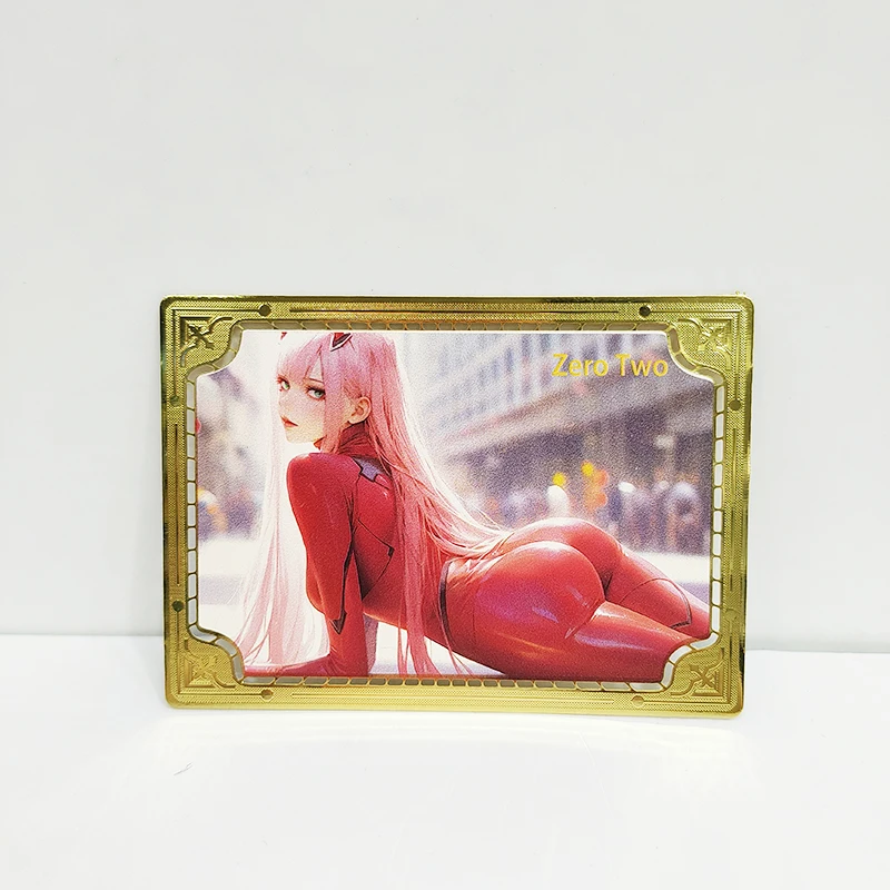 88 x63mm Diy Self Made Goddess Story Kochou Shinobu Makima Rem Collection Card Gold Metal Card Yuuki Asuna Anime Card Gift Toys