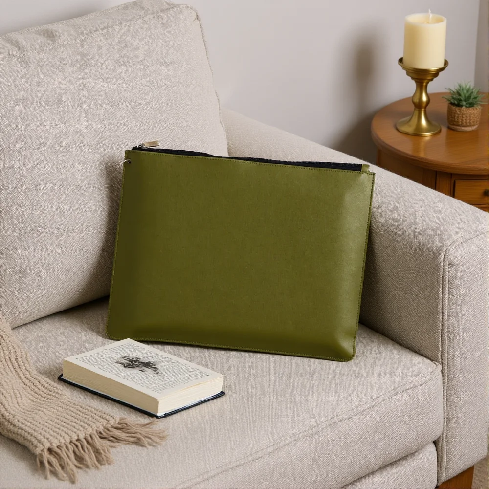 

Zipper Bag Professional Pu Leather Briefcase A4 File Folder Stylish Document Bag For Business Meeting Travel Presentation