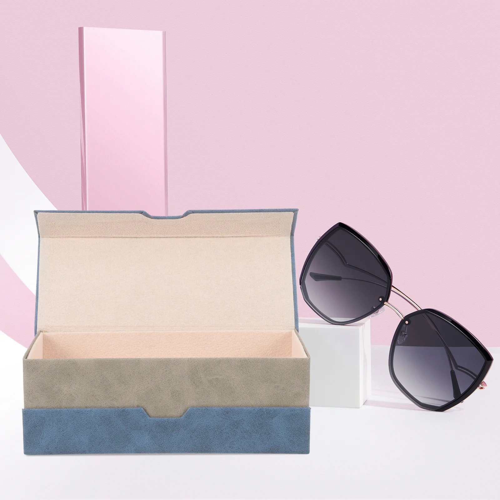 

2-in-1 Double Glasses Case Portable Organizer Hard Shell Travel Eyeglass Box Double Glasses Case Eye Glass Cases