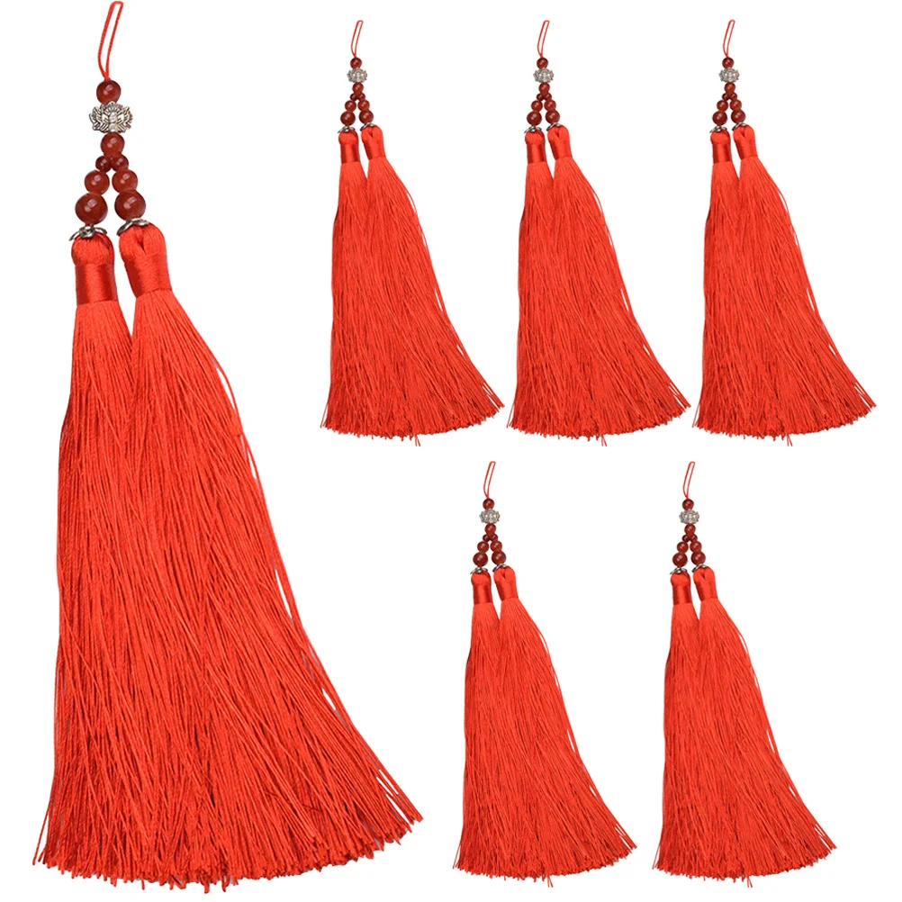 

6pcs Flute Tassel Pendants High-Grade Durable Diy Beads Decor For Car Keychain Bag Backpack Craft Making Hanging Ornament