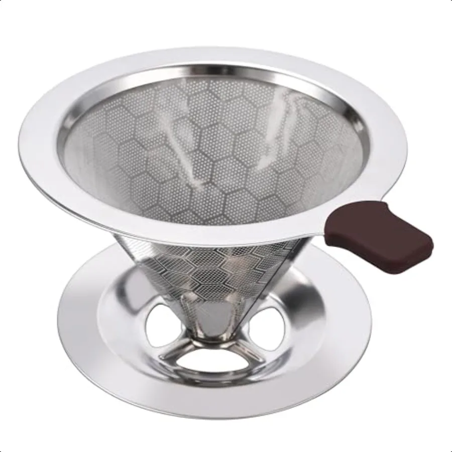 

Stainl Steel Pour Over Coffee Filter 800Mesh Reusable Paperl Dripper for Medium Grind Coffee Optimized Extraction Durable Stain