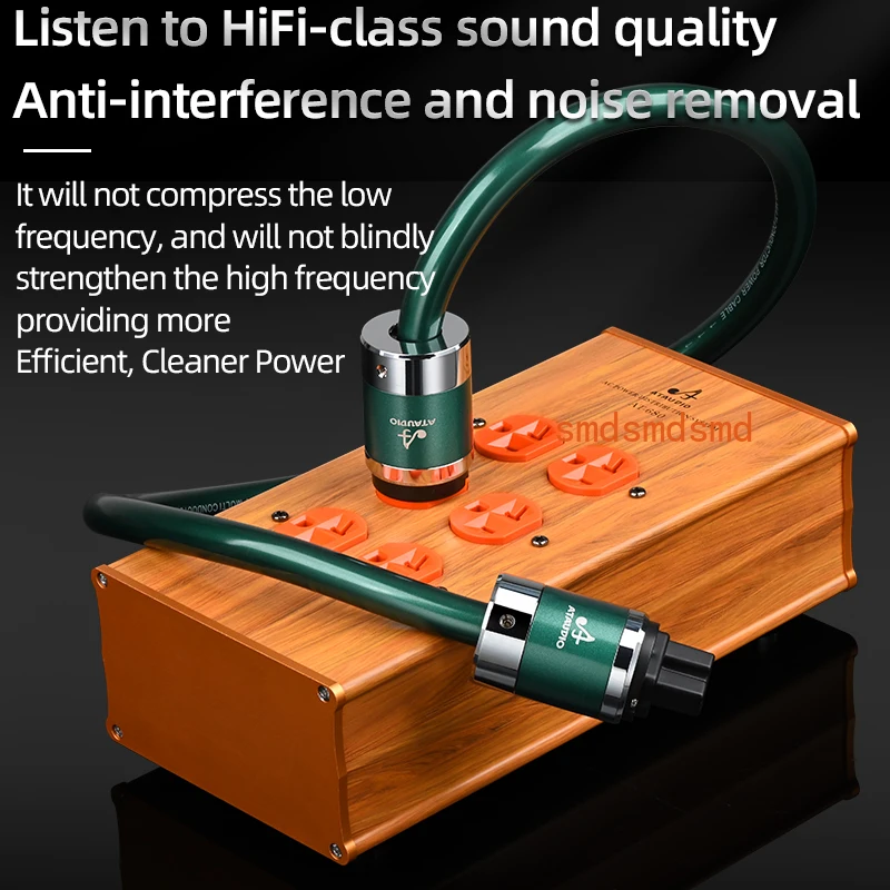 Hifi Filter Aluminium Alloy AC Electrical US  Socket Purifier Surge Protection with US Outlets Power Strip