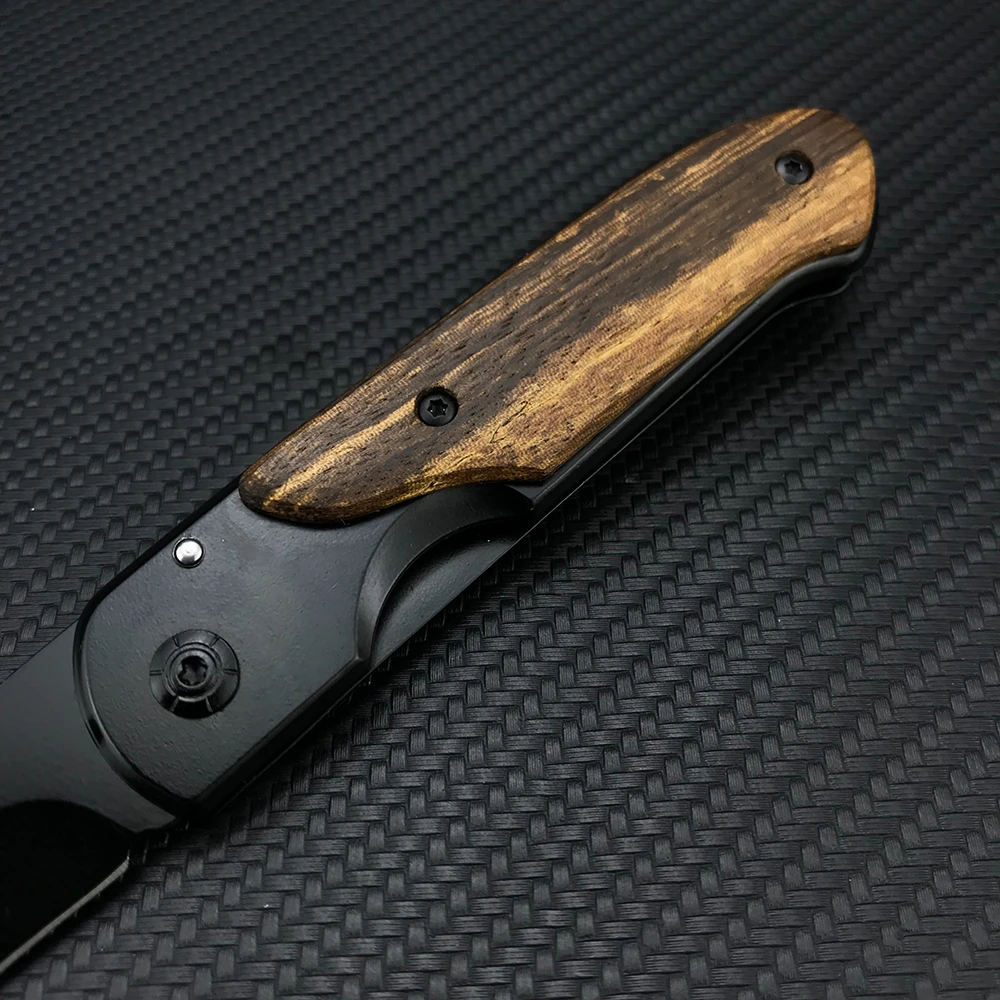 DA44 Outdoor Survival Folding Knife Wood Handle Portable Everyday Carry Hunting Camping Self Defense Knives Sharp Multitools