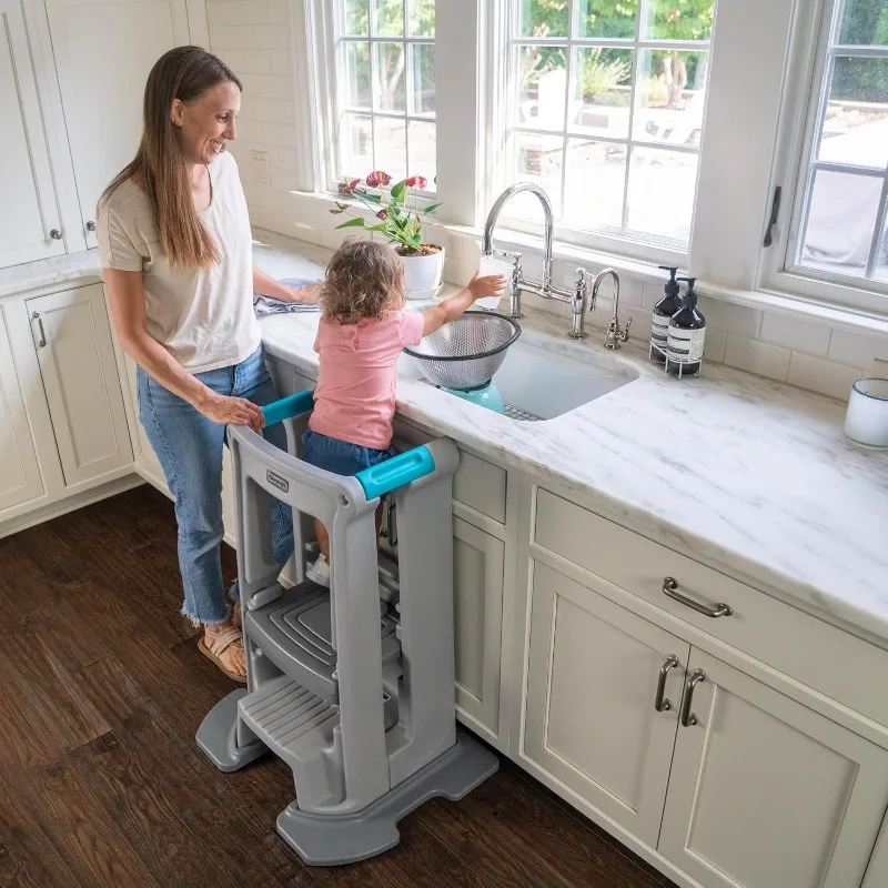 Toddler Tower Montessori Standing Kitchen Step Stool with Sturdy Stabilizing Base and Adjustable Platform,