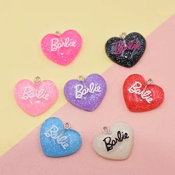 10pcs Heart Shape Glitter Charms for Earrings Bracelets Necklace Bags Keychains Jewelry Making DIY Pendant Accessories Findings