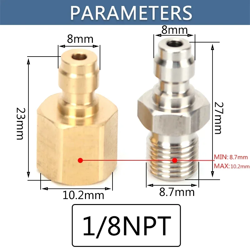 2szt 1/8BSPP 1/8NPT M10x1 Szybkozłącze 8mm Głowica wypełniająca Szybkozłącza Wysokociśnieniowe złączki Gniazdo pneumatyczne 30Mpa