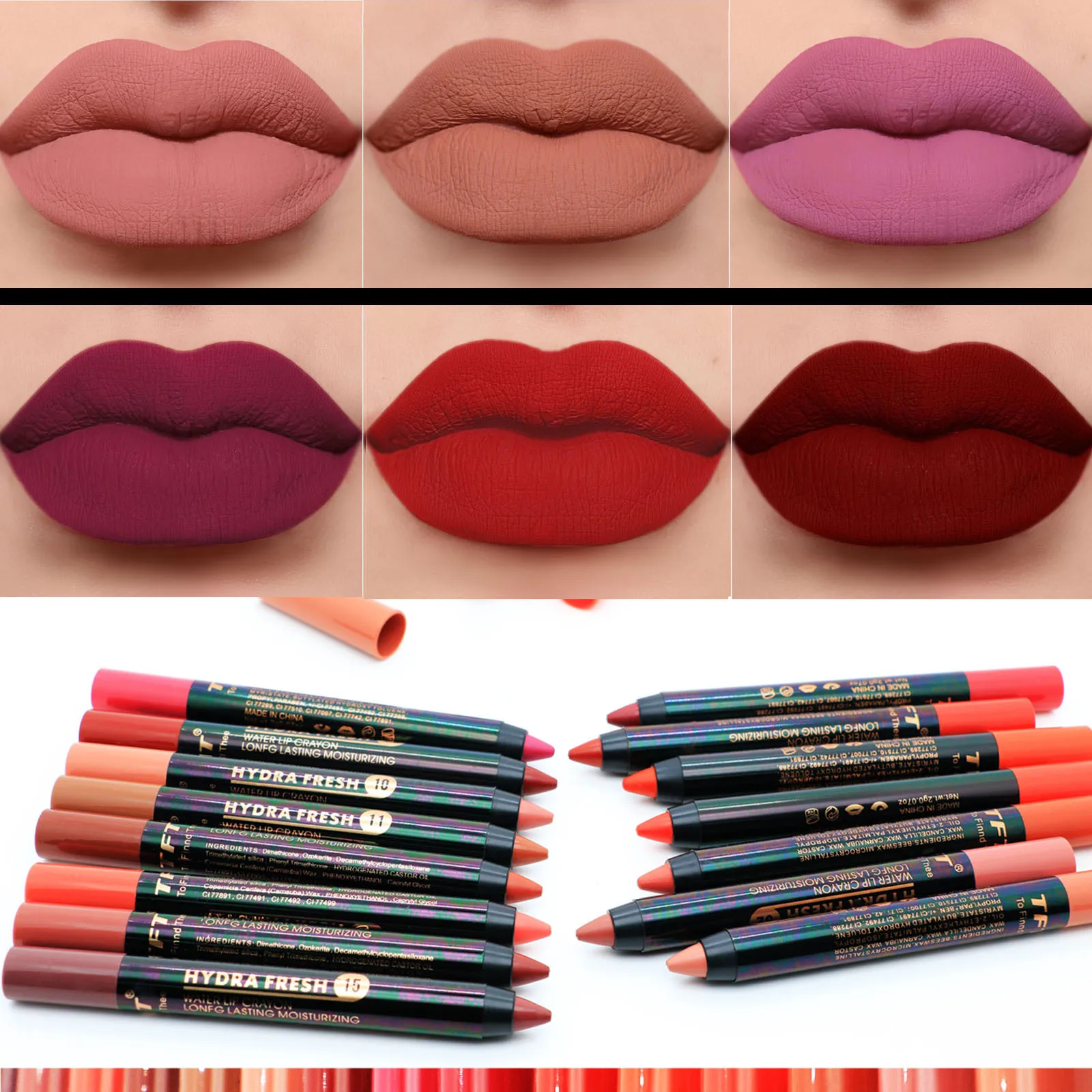 15 Kleuren Lip Voering Pen Matte Zachte Lippenstift Potlood Waterdichte Langdurige Professionele Dame Charmante Lip Liner Contour Make-Up