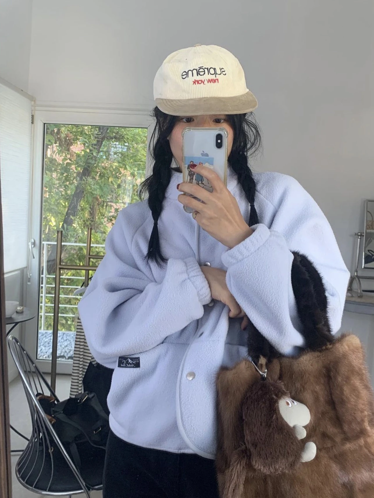 

Warm Fce Sweatirt Cardigan Single Button MODESDins Sle Autumn Winter Top ort Outerwear Women's Loose Fit Long Sve