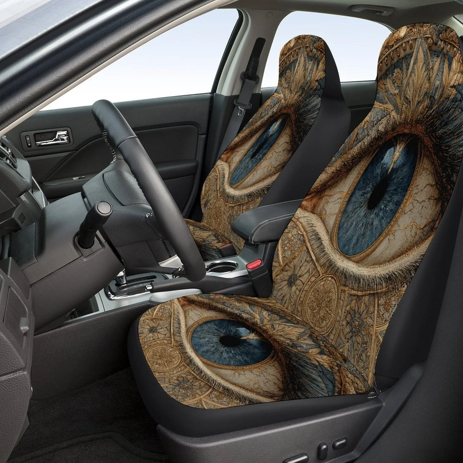 Eagle Eye Themed Car Seat Cover Set Suitable For Various Vehicles, Stylish Novelty Protectors For Full Seating, Universal Covers