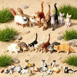 Lovely Hand Painted Siamese Persian Cat Figurines Animal Toy Set Mini Cat Models Cake Topper Table Decoration Kids Birthday Gift