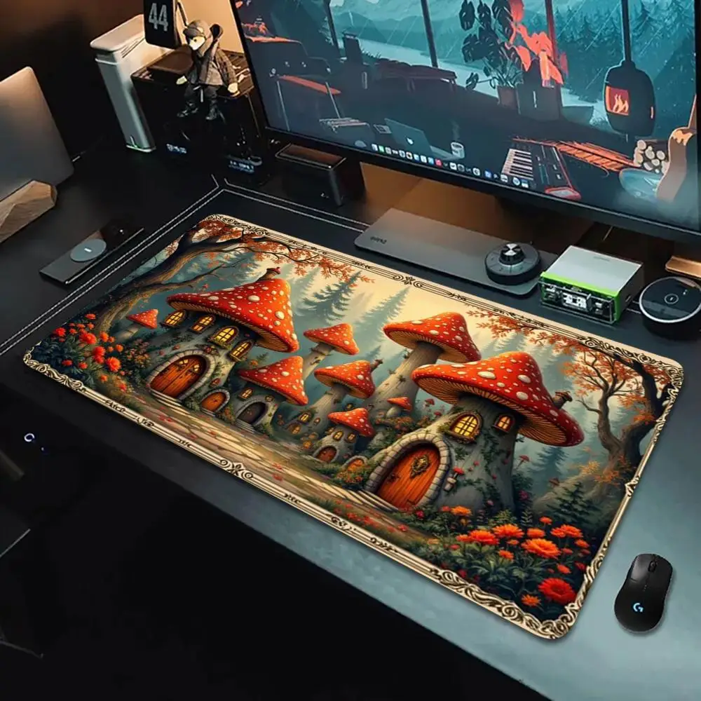 

Forest Mushroom House mousepad a large computer game accessory high-quality rubber anti-slip washable HD printing