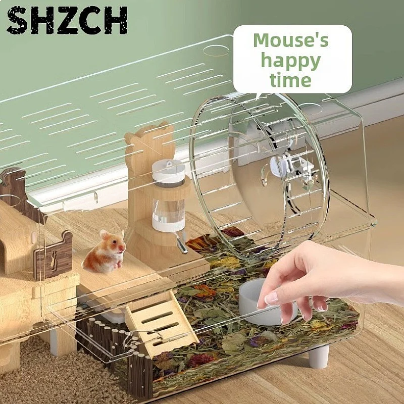 Acrylic Hamster Cage Extra Large Transparent Double-Layer Luxury Villa for Syrian view 3