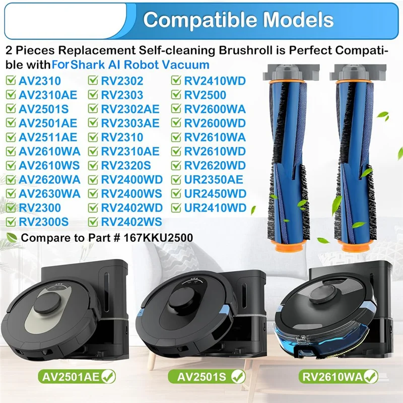 ABZA-Roller Brush For Shark AI Robot AV2501S AV2501AE RV2310 RV2310AE AV2610WA AV2310AE Vacuum Cleaner Parts