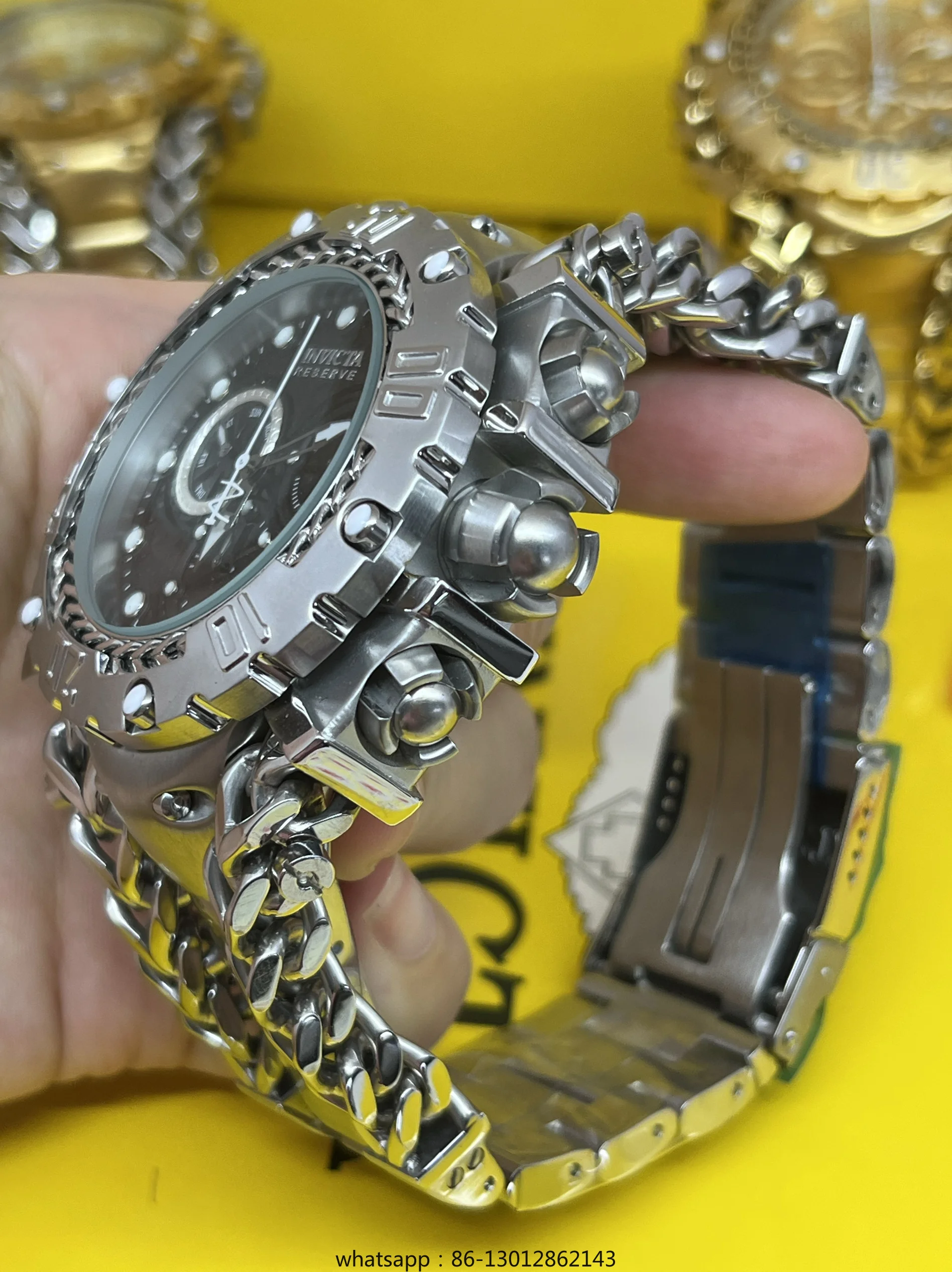 Large dial stainless steel timing strap quartz multifunctional waterproof stainless steel atmospheric watch-- diameter 56mm