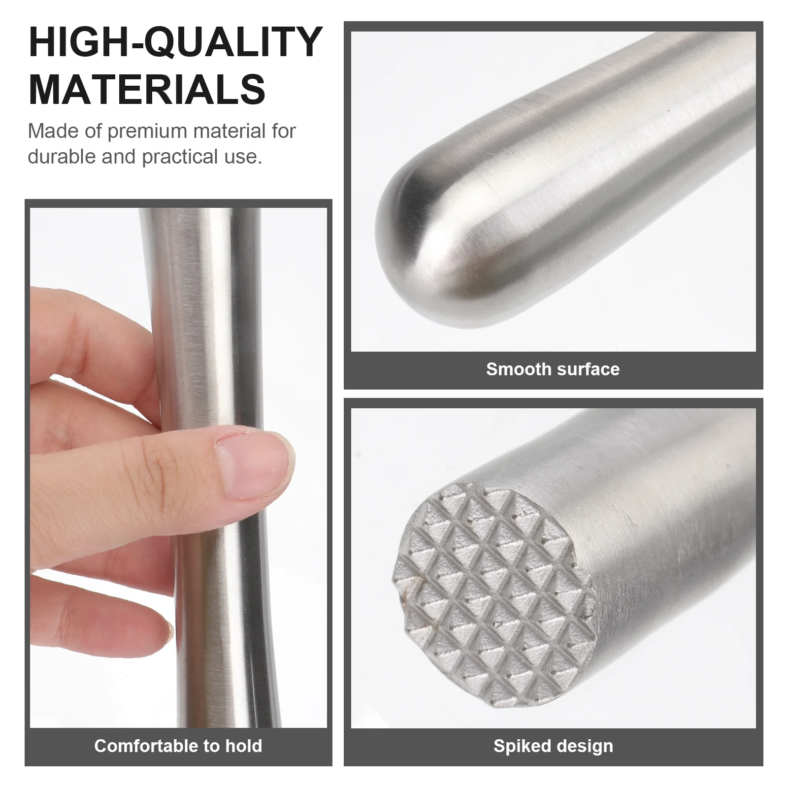 

Stainless Steel Ice Stick 18.5Cm Silver Lemon Hammer For Bar Restaurant Kitchen Use Wine Swizzle Masher Tool Crush Herbs Fruits