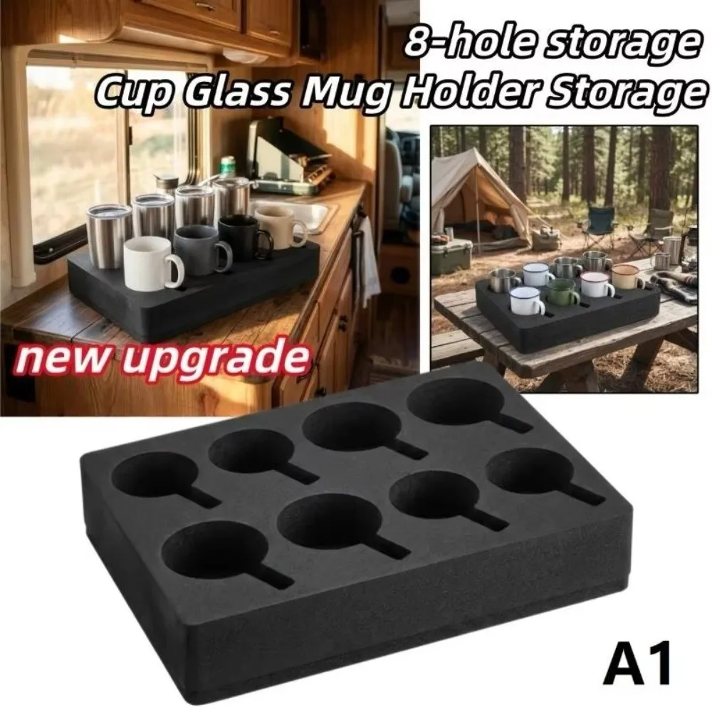 8/13 Slot Cup Holder Rack Foam Durable Mug Storage Box Plate & Mug Compatible Space Saving Glass Coaster Storage