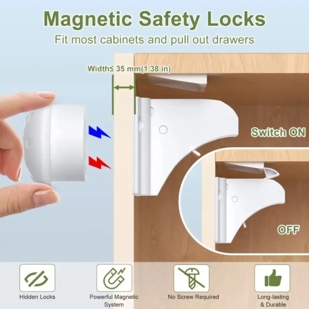 Self-adhesive Magnetic Child Lock Invisible Lock Screw Fixed Baby Safety Lock Magnetic Locks Safety Accessories
