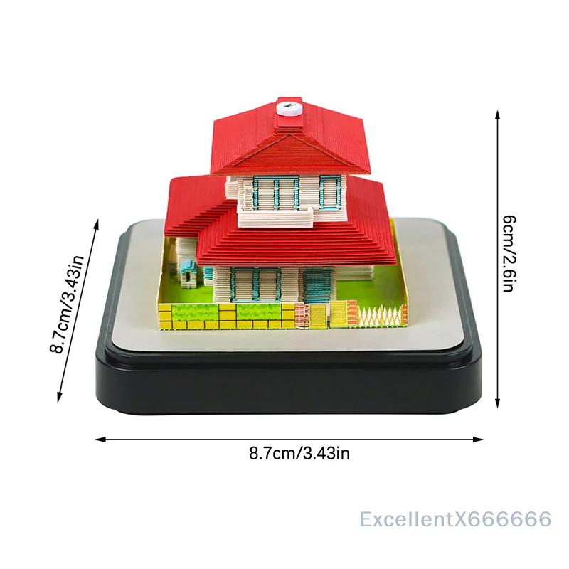 2026 Desk Calendar Fun House Sculpture 3D Tear-away Calendar Paper Carving Art Memo Pad Notepad Gift Home Desktop Decoration