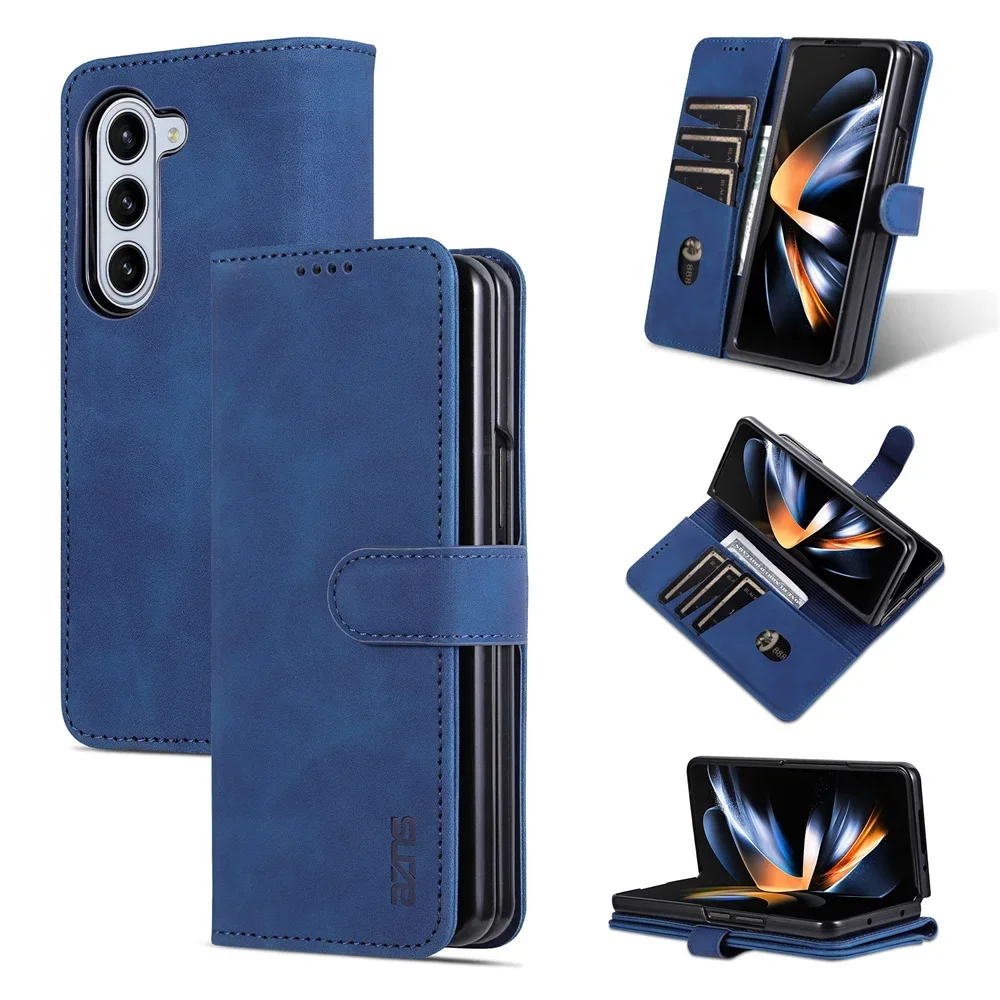 Flip Phone Case for Samsung Galaxy Z Fold6 5 4 3 Fold5 Fold4 Fold3 5G Card Slot Holder Kickstand Wallet Shockproof Leather Cover
