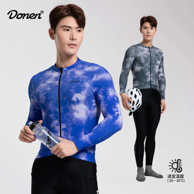 

DONEN мужской велосипедный трикотаж, влагопоглощающая велосипедная одежда для мужчин, высокоэластичный дышащий велосипедный трикотаж с длинными рукавами