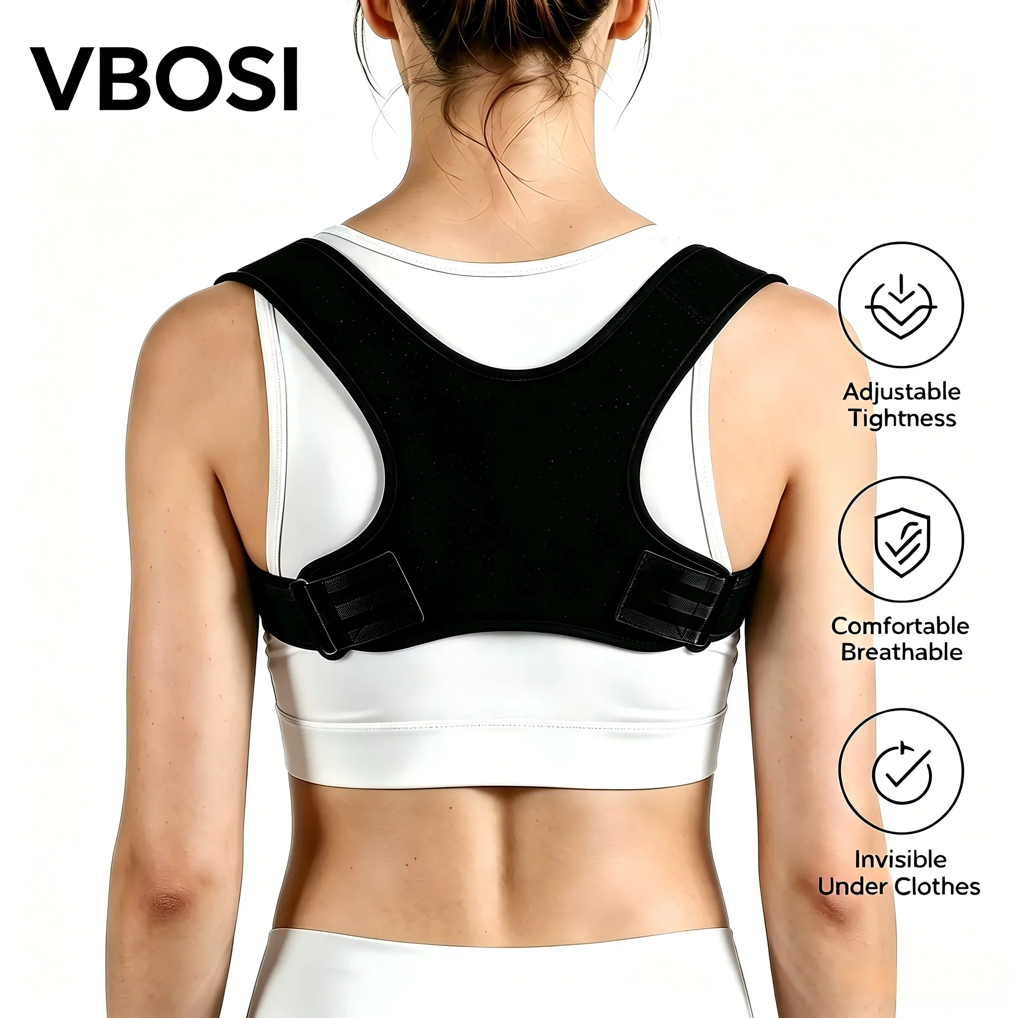 VBOSI Invisible Posture Corrector for Men Women Adjustable Breathable Back Brace Shoulder Support Straightener for Hunchback Cor