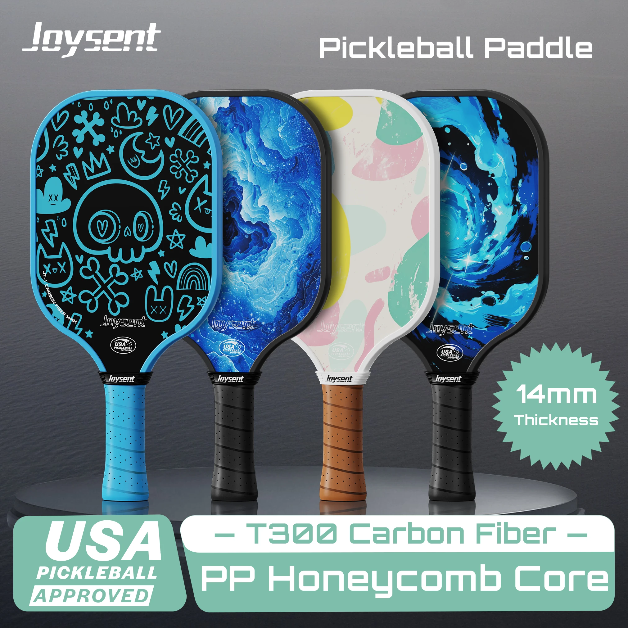 Joysent USAPA Pickleball Paddle T300 Carbon Fiber 14mm PP Honeycomb Pickleball Racket Ultralight For Beginner Men Women