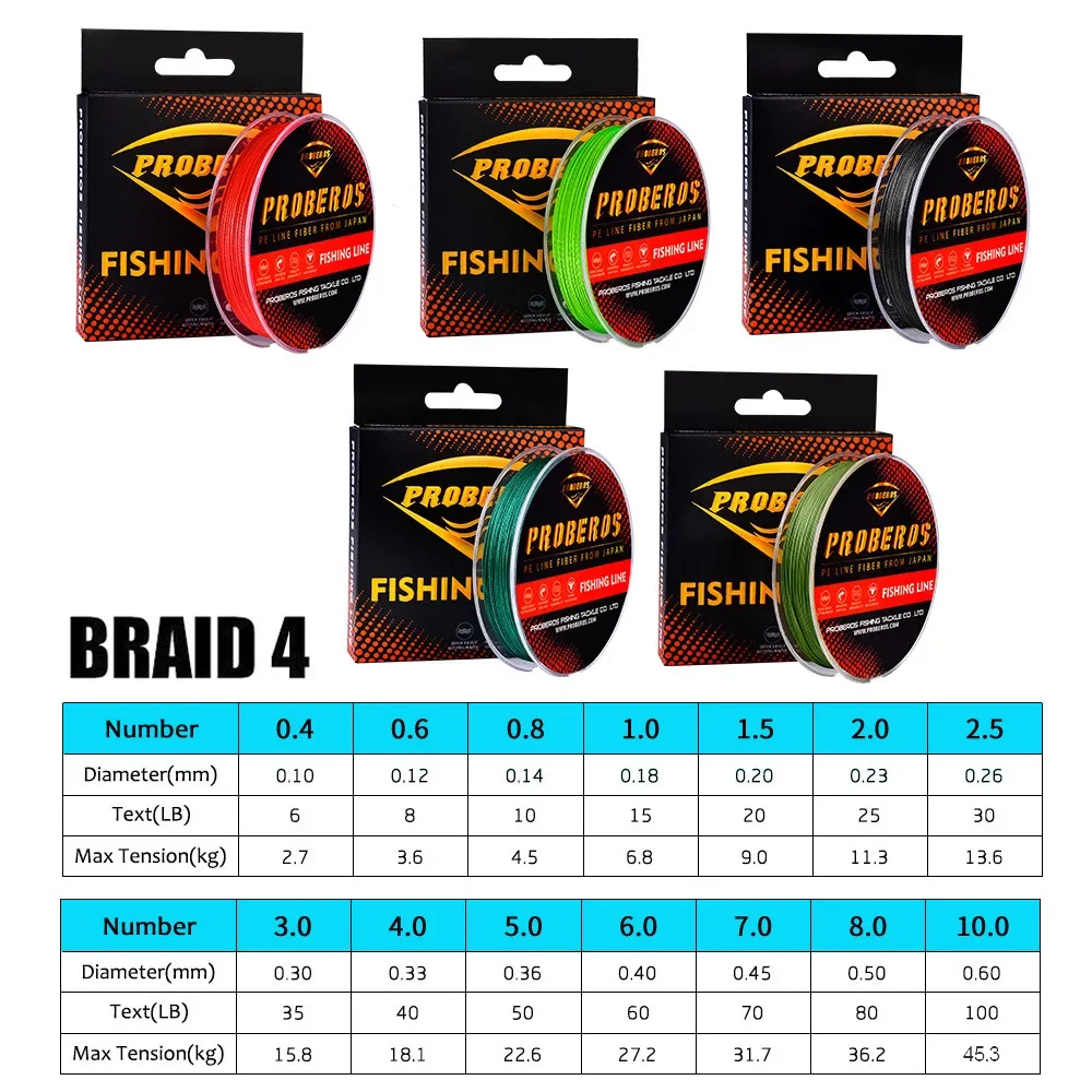 100M 4 Braids Fishing Line Yarn Abrasion Resistance 4 Weaved Fish Wire Cord Fishing Tackle PE Braided 6LB-100LB Sea Fishline