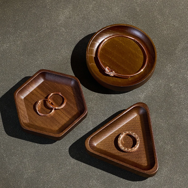 Oirlv Wooden Jewelry Tray Set Ring Storage Box Necklace Display Stand Watch Storage Box Entrance Decoration Car Key Organizer