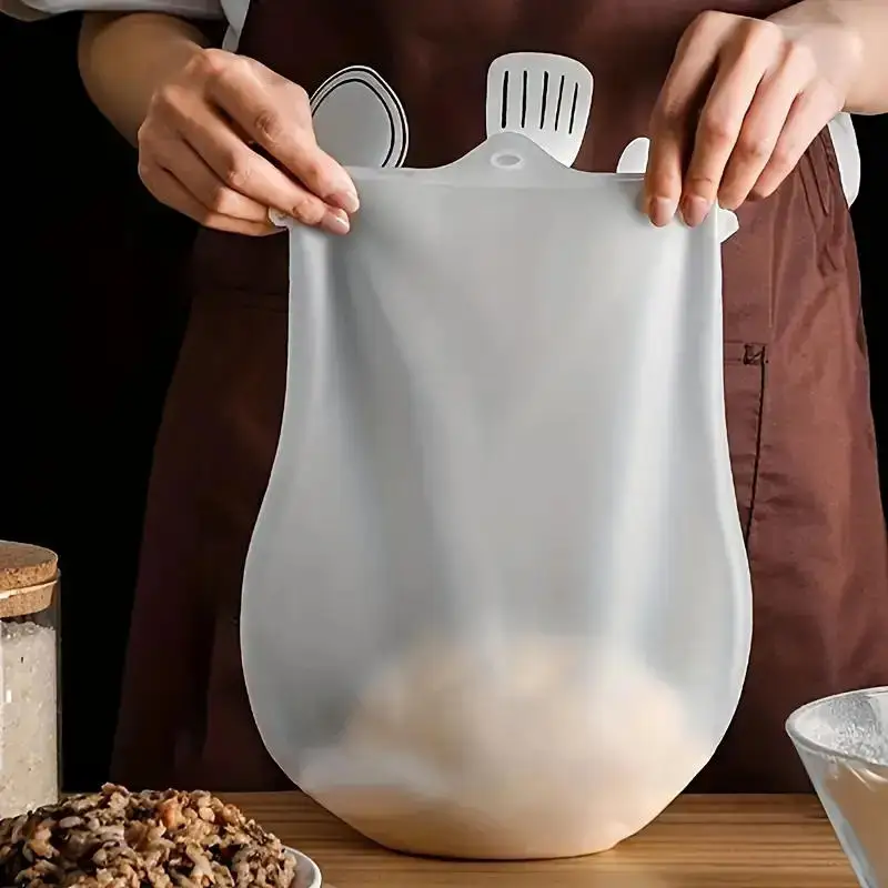 Bolsa de silicona para amasar masa, mezcla de harina, bolsa mezcladora para pan, pastelería, Pizza, cocina, utensilio para hornear para el hogar