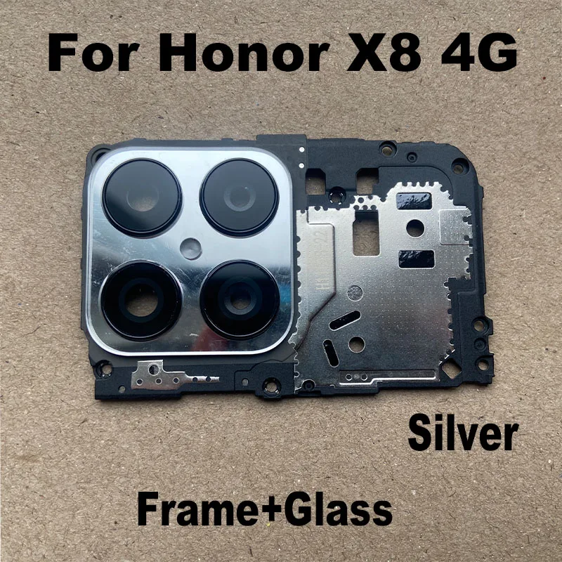 For Huawei Honor X8 Back Camera Glass Rear Lens Cover With Frame Cover Holder Replacement 2022 4G