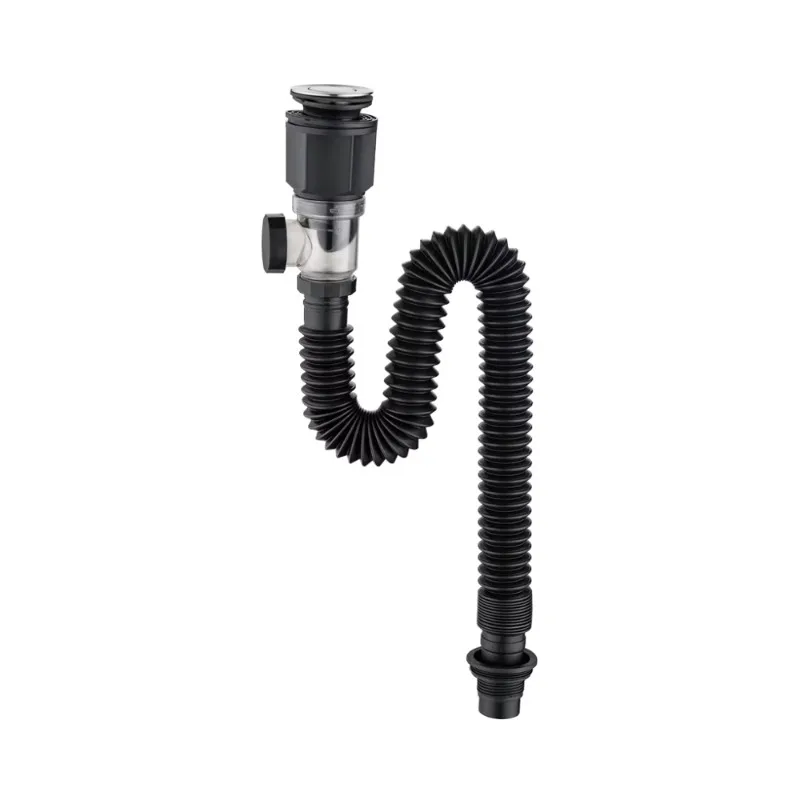Modern style plastic sinks for bathrooms and kitchens Waste kits Drainage basins Pop-up waste pipes with filters Black
