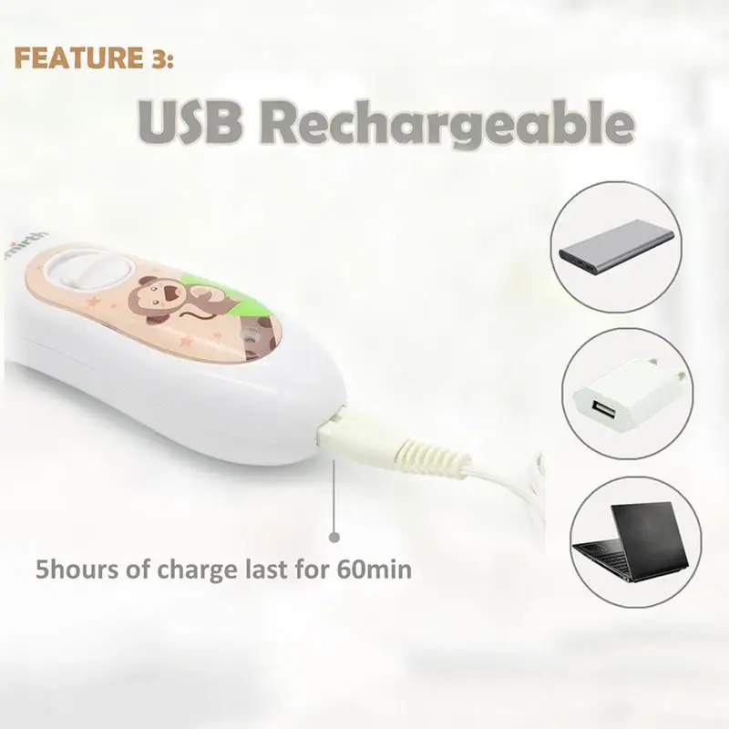 Mute Kids Hair Trimmer Waterproof USB Rechargeable Professional Haircuts Hair Clipper For Baby Children Kids Use Hair Cutting