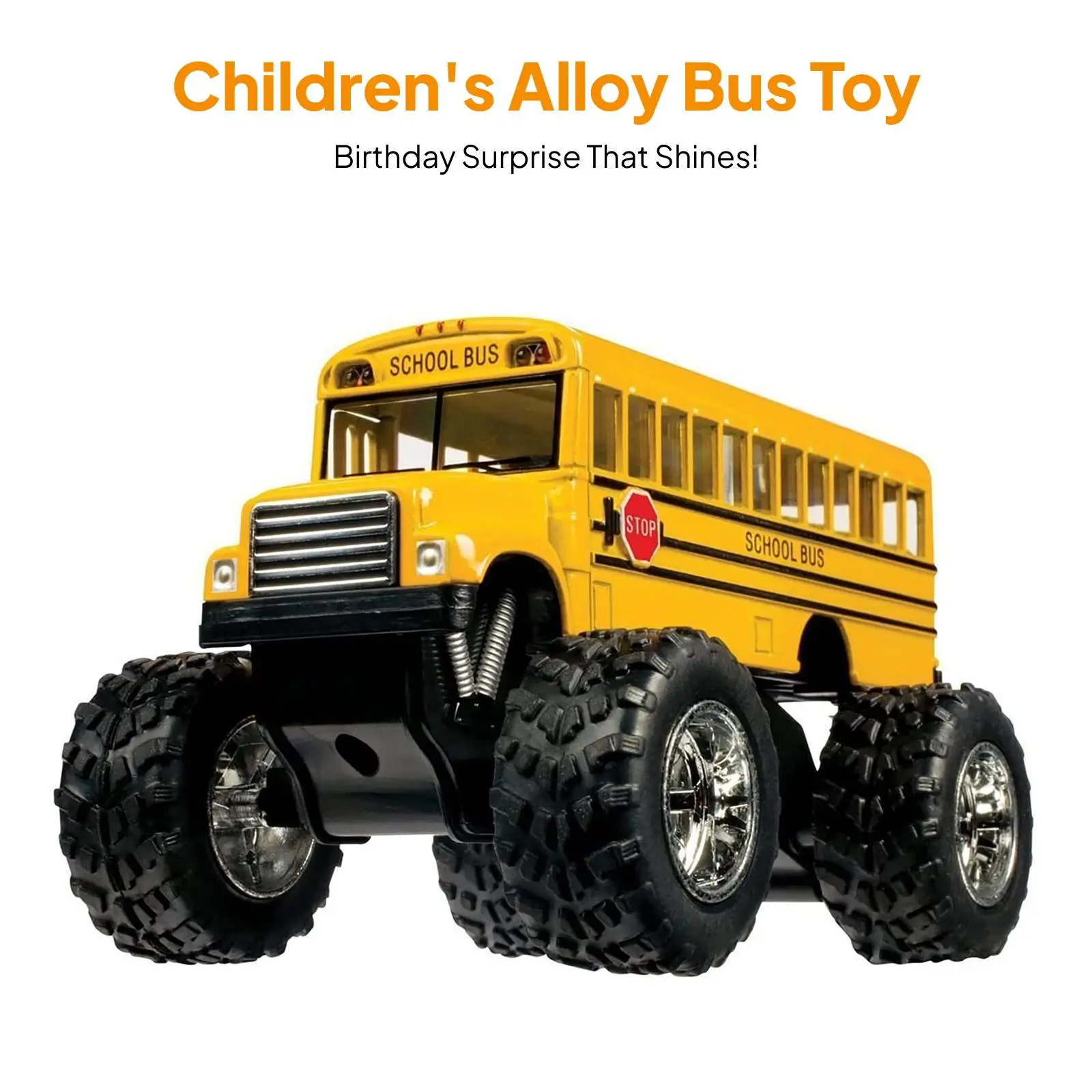 Pull Back Monster Truck School Bus Toy Alloy Diecast Toy Car for Children Kids Boys Play