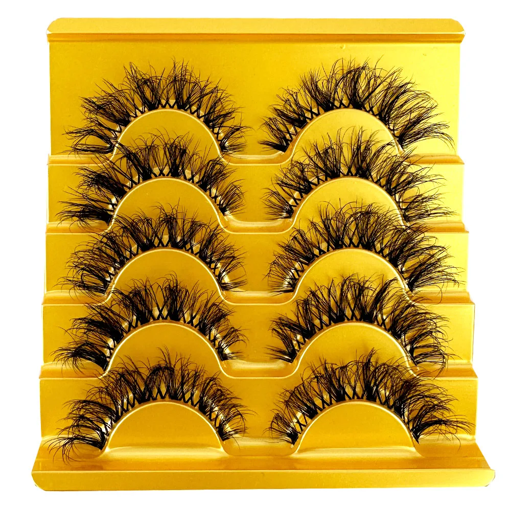 New 5pairs Mink Eyelashes Clear Band Eye Lashes Crisscross Transparent Band False Eyelashes Handmade Dramatic Lashes Upper Lash