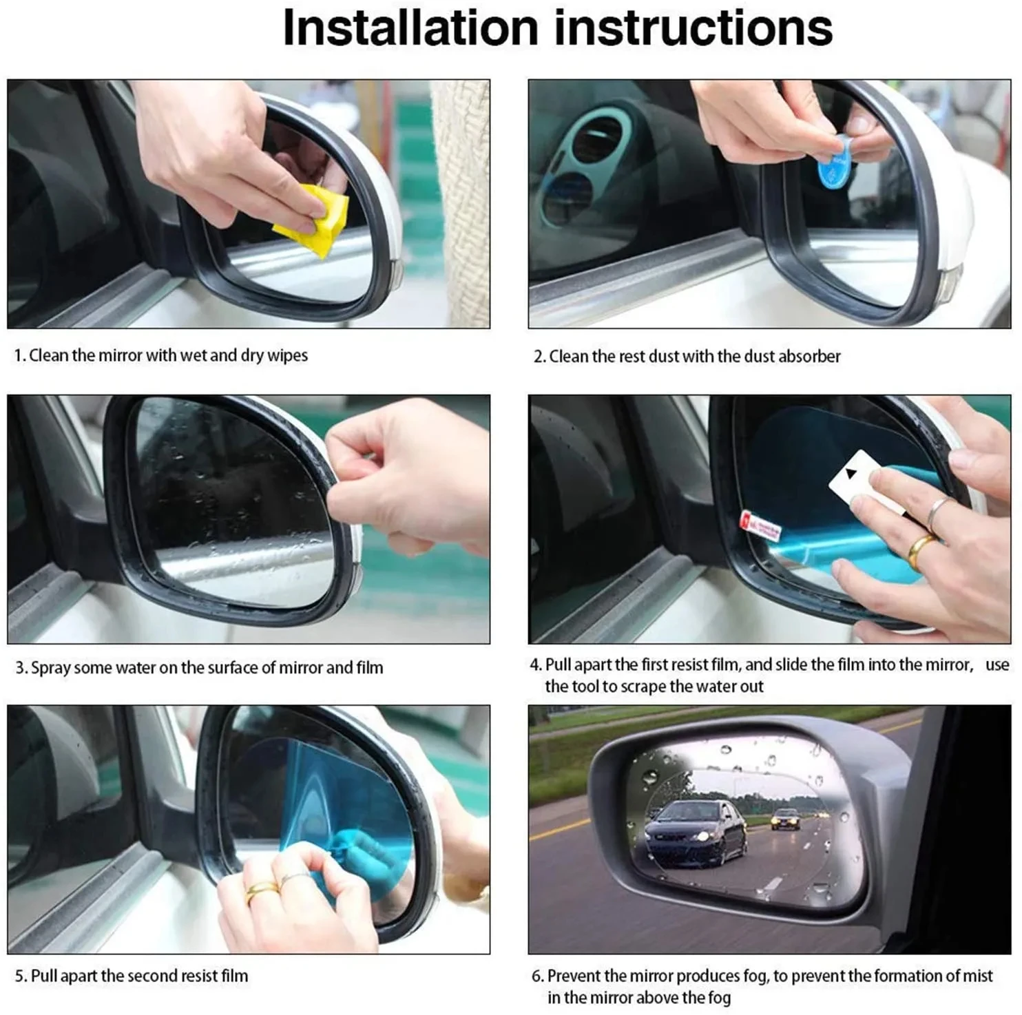 سيارة غير نافذ للمطر فيلم سيارة سيارة مرآة الرؤية الخلفية واقية المطر ل ساب 9-3 9-5 93 95 فارغة عن بعد #5