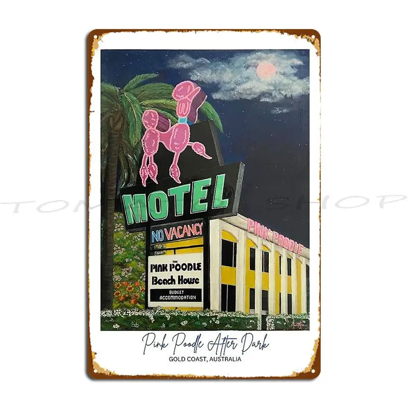 Pink Poodle After Dark Gold Coast Metal Plaque Poster Bar Decoration Cinema Club Iron Tin Sign Poster