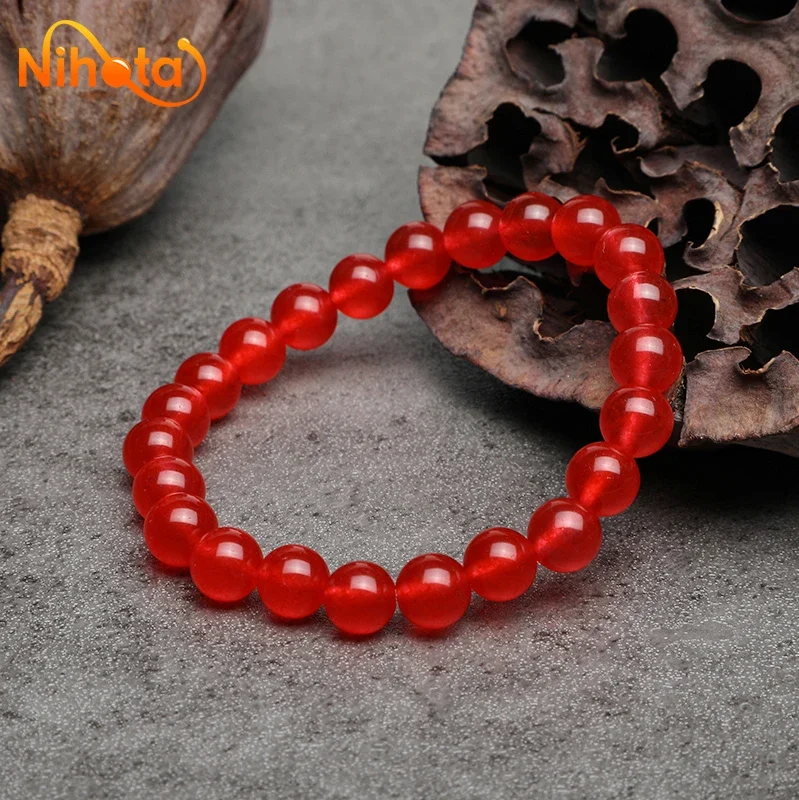 Natural Stone Red Quartzite Bracelets Women Men Craft Stretch Healing Brcelets Bangles For Girls Lovers Lucky Gifts 6/8/10/12mm