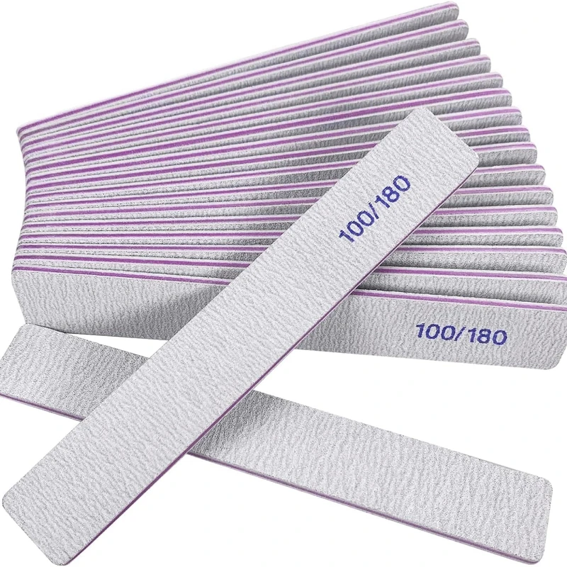 Nail Files 10/25 Pcs 100/180 Grit Emery Boards Nail File for Natural Nails Acrylic Nails Double Sided Emory Boards Limas Para