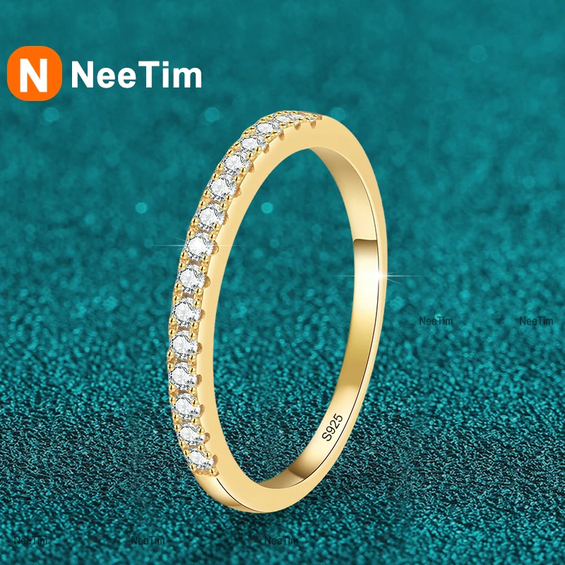 

NeeTim Full D цветное обручальное кольцо с муассанитом, стерлинговое серебро 925 пробы, кольцо Eternity, обручальные кольца для невесты, вечерние кольца для женщин