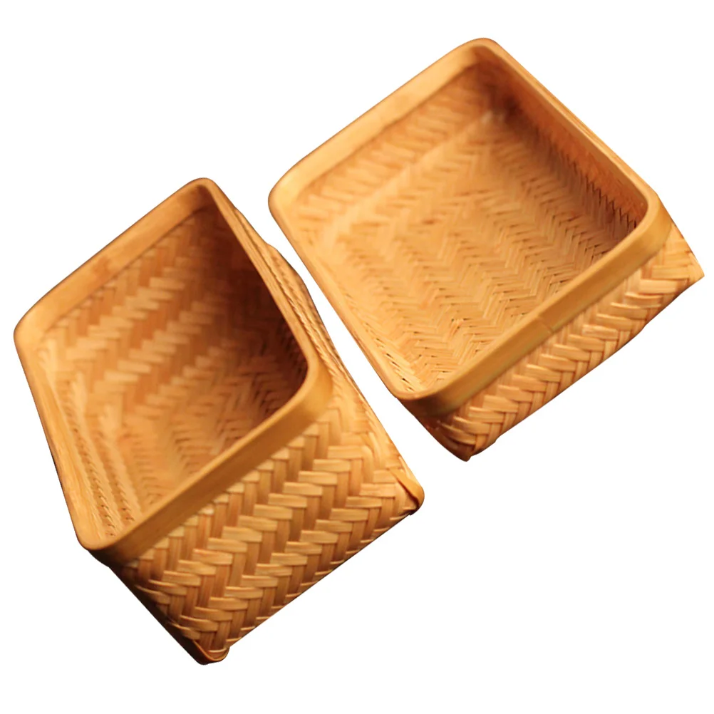 

Bamboo Woven Tea Box Rustic Storage Organizer Multifunctional Home Restaurant Desktop Gift Loose Leaf Holder