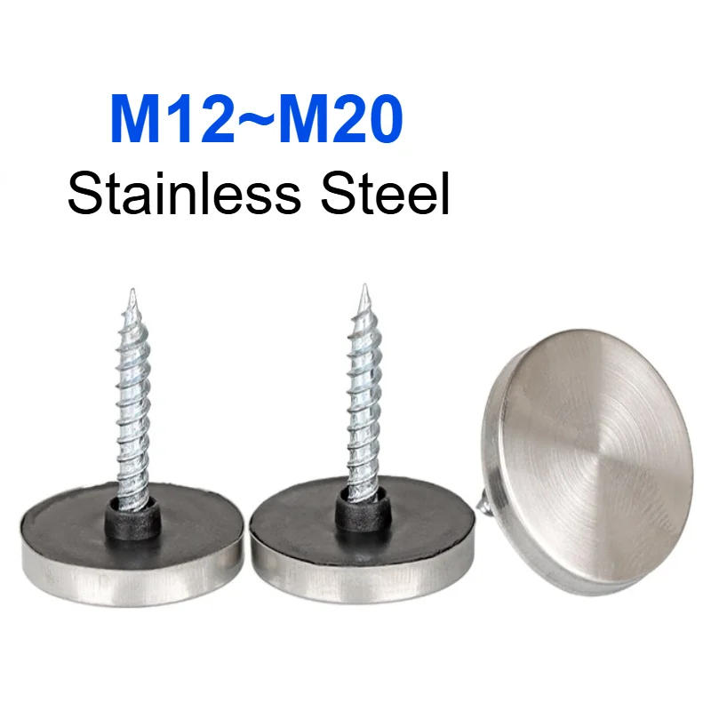 M12 M14 M16 M18 M20 Stainless Steel Mirror Decorative Cap Cover Advertising Screw Nail Flat Screw Covers Furniture Hardware