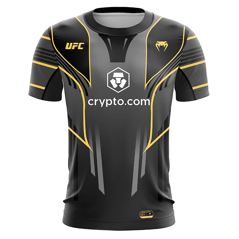 2026 Men UFC Geometric Line Print Jersey Quick Dry Short Sleeve MMA Boxing Muay Thai Gym Training Sport Tops Multiple Colors 6XL