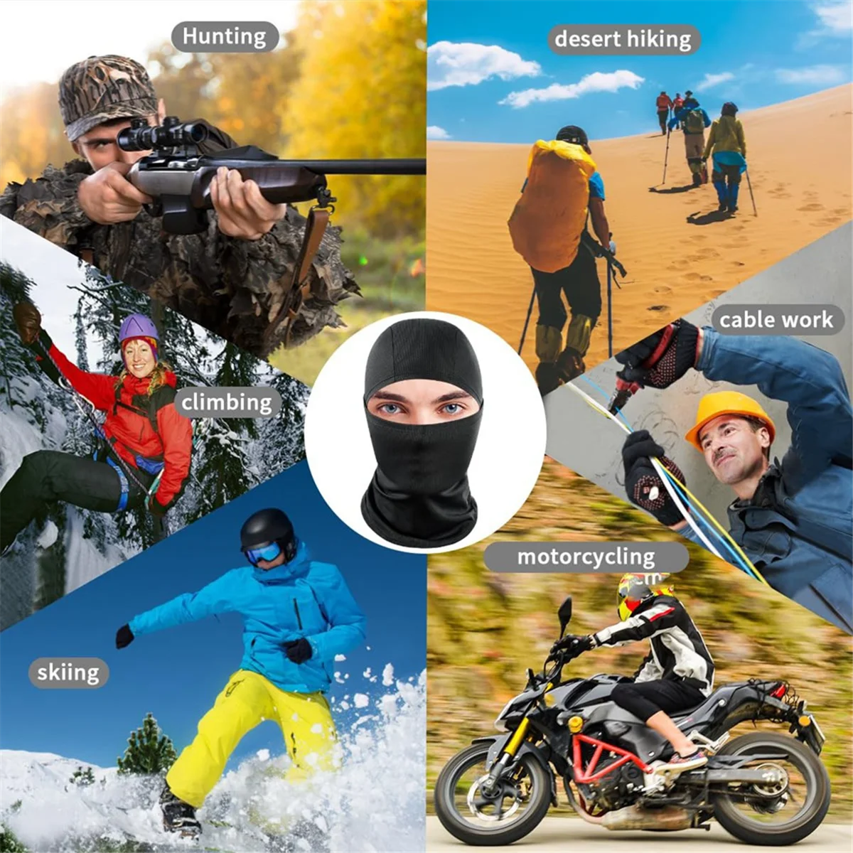 Y02ABlack Ski Mask for Men and Women, UV Protection Mask, Suitable for Motorcycles and Snowboards